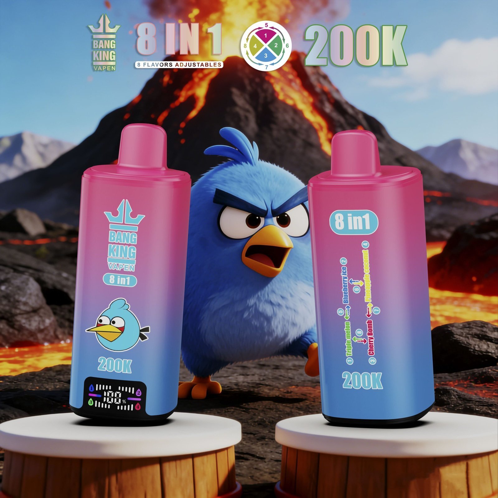 Bang King 200K – 8 az 1-ben óriáskapacitású egyszer használatos e-cigaretta - Image 4