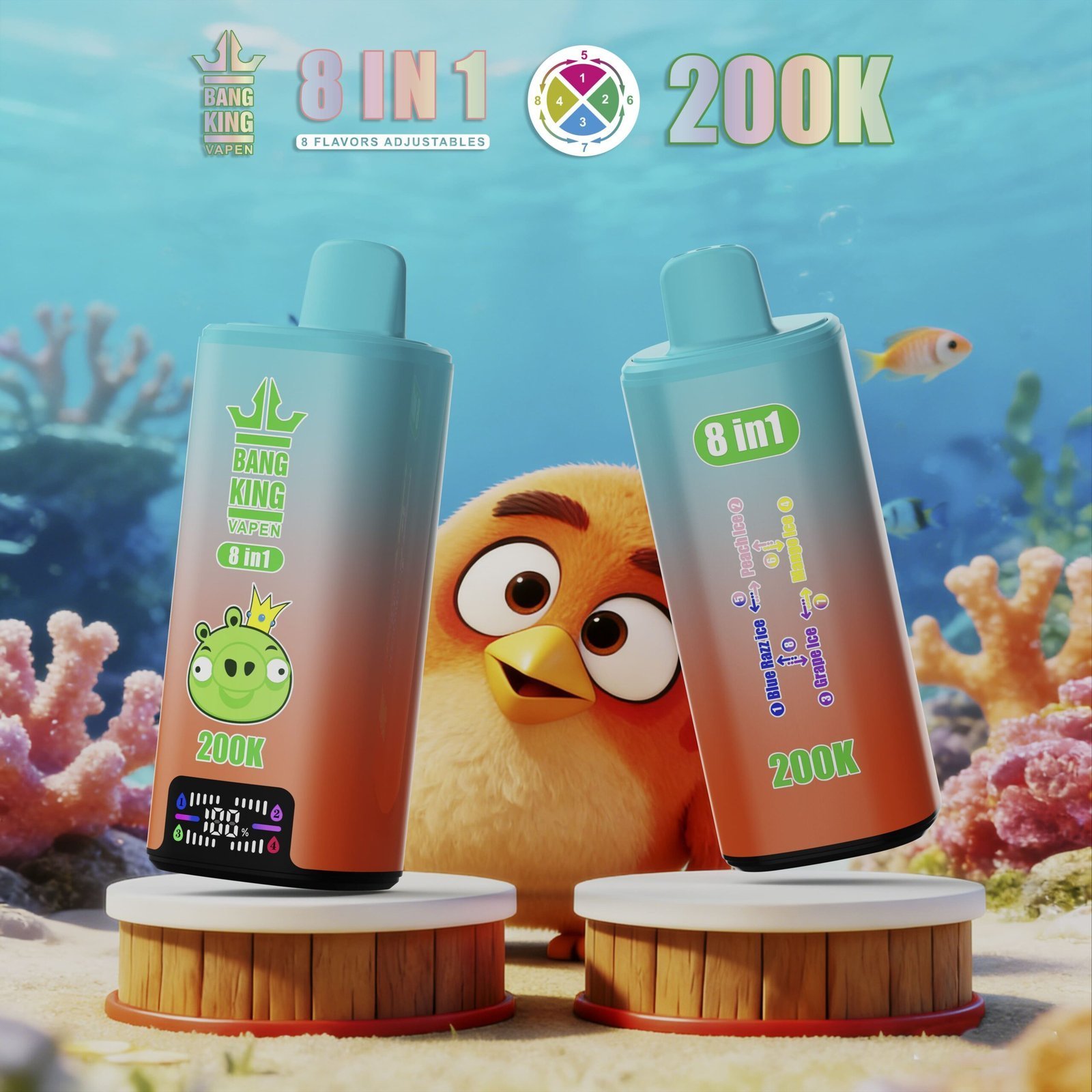 Bang King 200K – 8 az 1-ben óriáskapacitású egyszer használatos e-cigaretta - Image 3