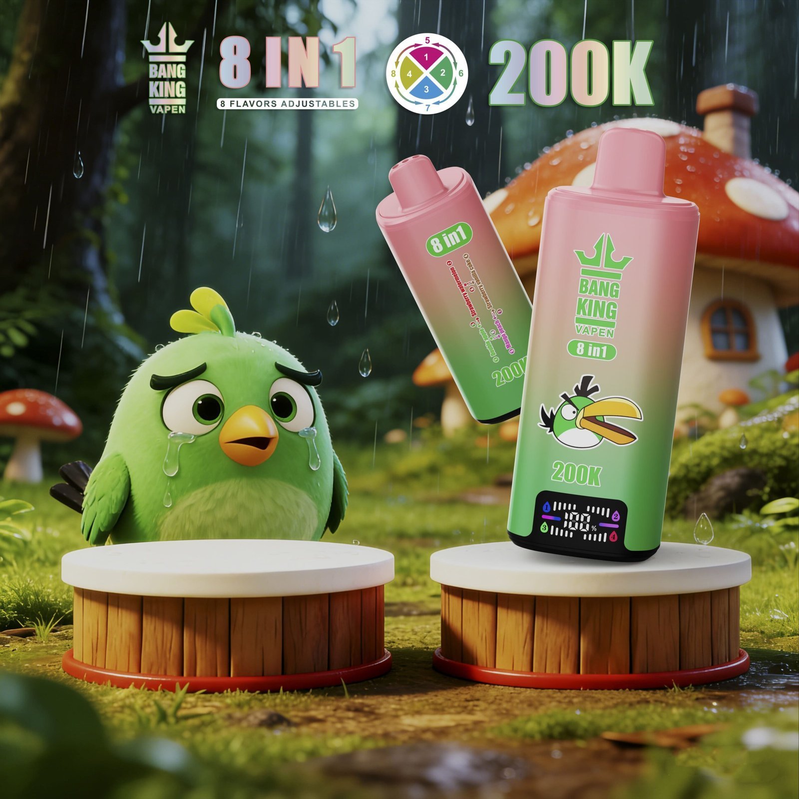 Bang King 200K – 8 az 1-ben óriáskapacitású egyszer használatos e-cigaretta - Image 2
