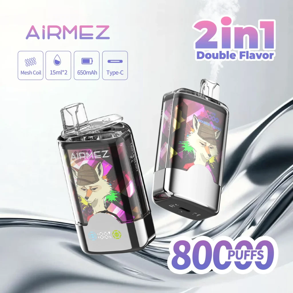airmez-fox-80k Airmez Fox 80K – kettős ízű újratölthető e-cigaretta, LED kijelző - Image 1