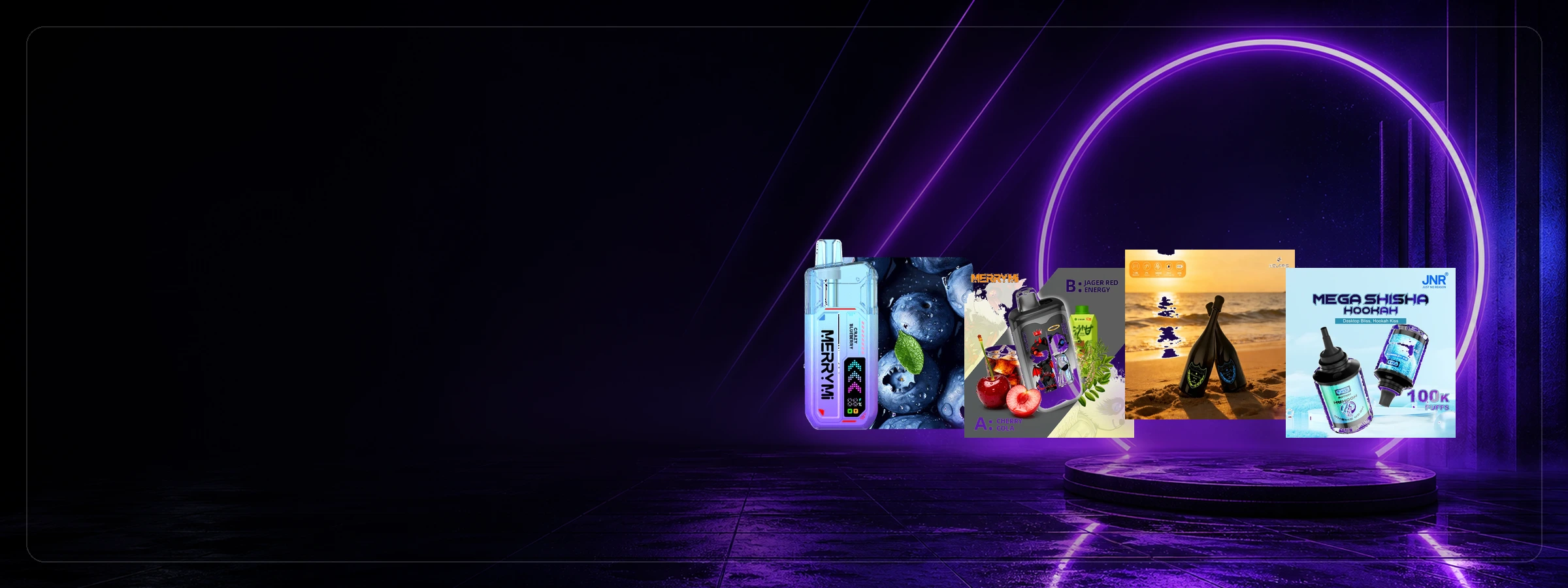 VapeMagyar prémium eldobható vape termékek lila neon kezdőlapi banner